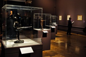 Degas small bronze dancers in a row at RA