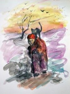 Josiane Keller - sketch shoulder cat