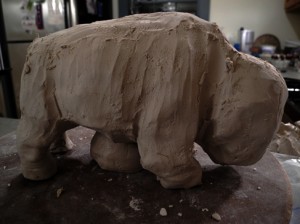clay buffalo in progress