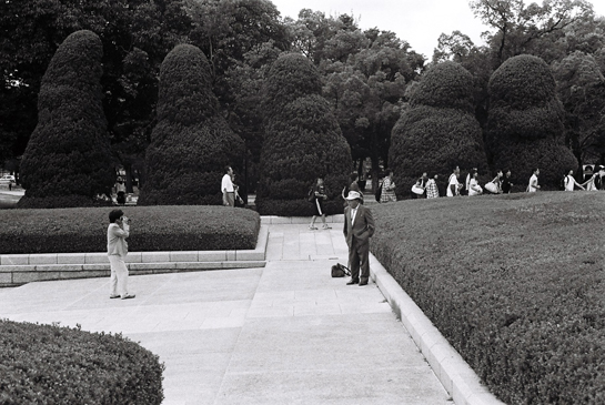 Josiane Keller - husband and wife at the Hiroshima Peace Memorial, taking a picture