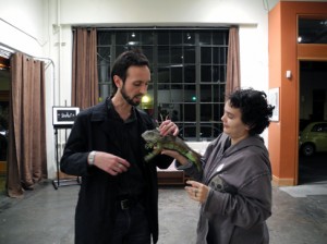 Toby with Karen patting Freddy