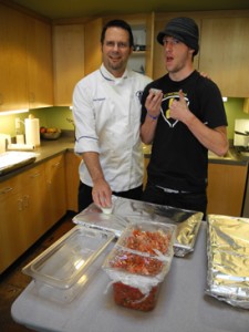 Paul Volkestad from Le Cordon Bleu and Ox bringing in food