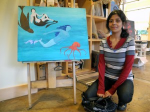 Laetitia and her mermaid painting