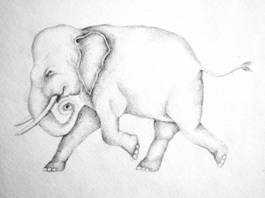 Josiane Keller - grey elephant tattoo