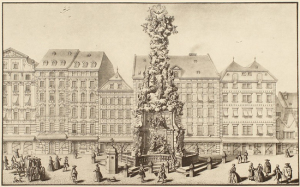 Johann August Corvinus nach Salomon Kleiner - die Pestsaeule in Wien - Kupferstich 1724