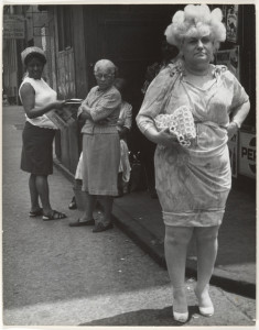Leon Levinstein - street-scene woman in blonde wig and tight dress - New York City 1960s