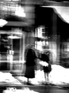 Josiane Keller - waiting for a ride on a snowy street