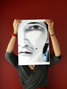 Josiane Keller - portrait with Agnes' left eye in color