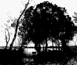 Corot - the lake - 1861 bw high contrast