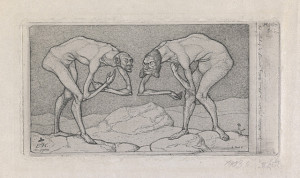 Paul Klee - Zwei Maenner, einander in hoeherer Stellung vermutend, begegnen sich