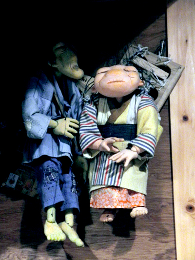Josiane Keller - two traditional Minomushi marionettes - old couple