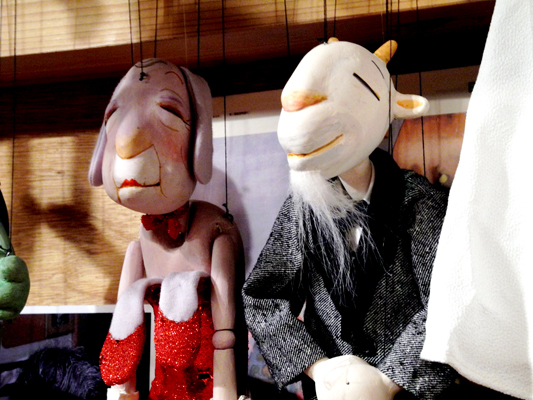 Josiane Keller - Minomushi marionette - old couple bunny and goat