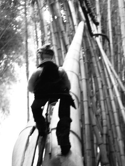 Sebastiao Com'Sal climbing the bamboo bridge 2 - Credit Photo Courtesy of Sebastiao Com'Sal