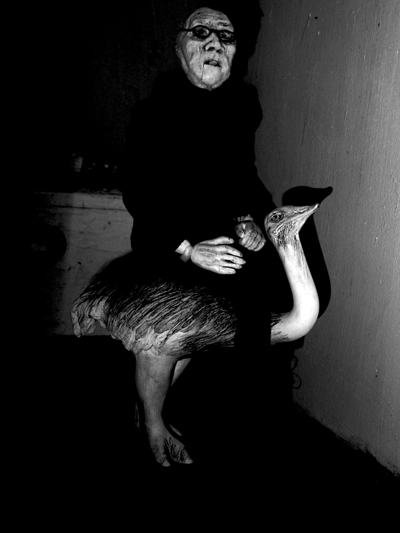 Josiane Keller - Jan riding an ostrich 2