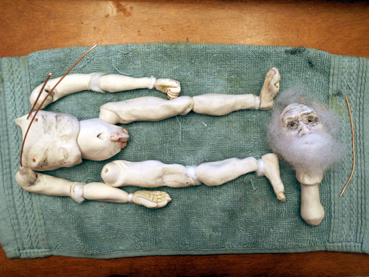 Josiane Keller - making Jan - limbs, torso and head mid-assemblage