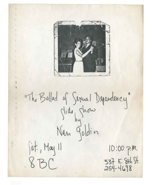 Nan Goldin - Ballad of Sexual Dependency Slide Show flyer